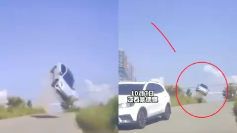 景德镇SUV下坡起飞事故